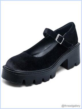 Women's Chunky Platform Mary Jane Pumps Round Toe Block Heel Dress Shoes